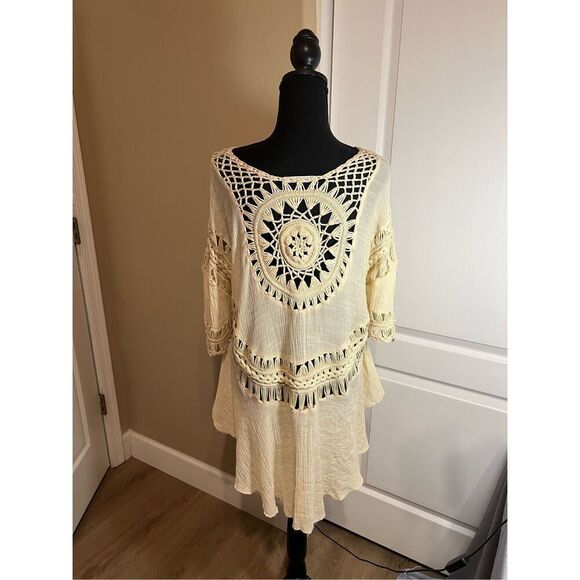 Paradise Crochet Cream boho beach cover-up - Picture 2 of 5
